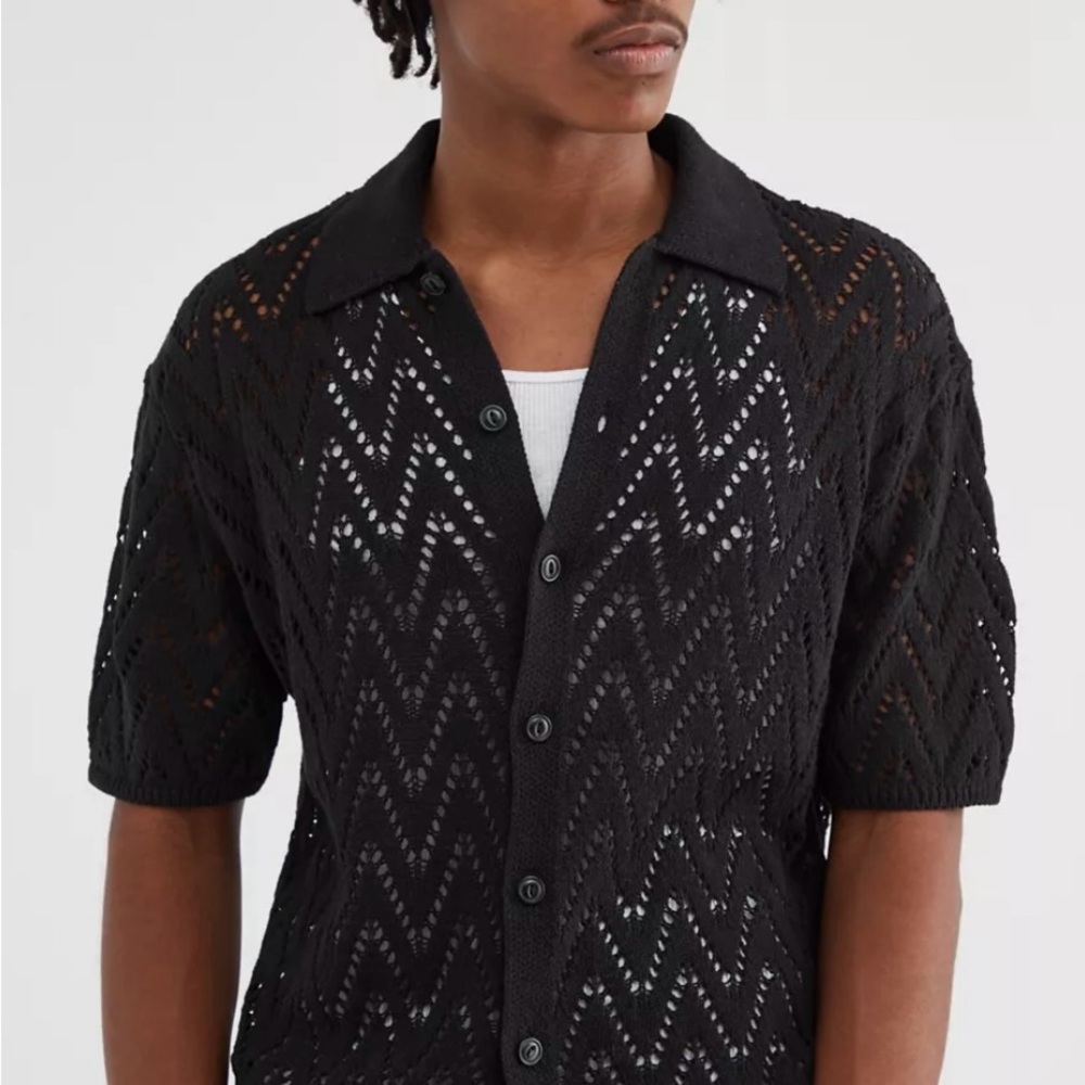 BDG Define Polo Short Sleeve Button-Down Sweater
